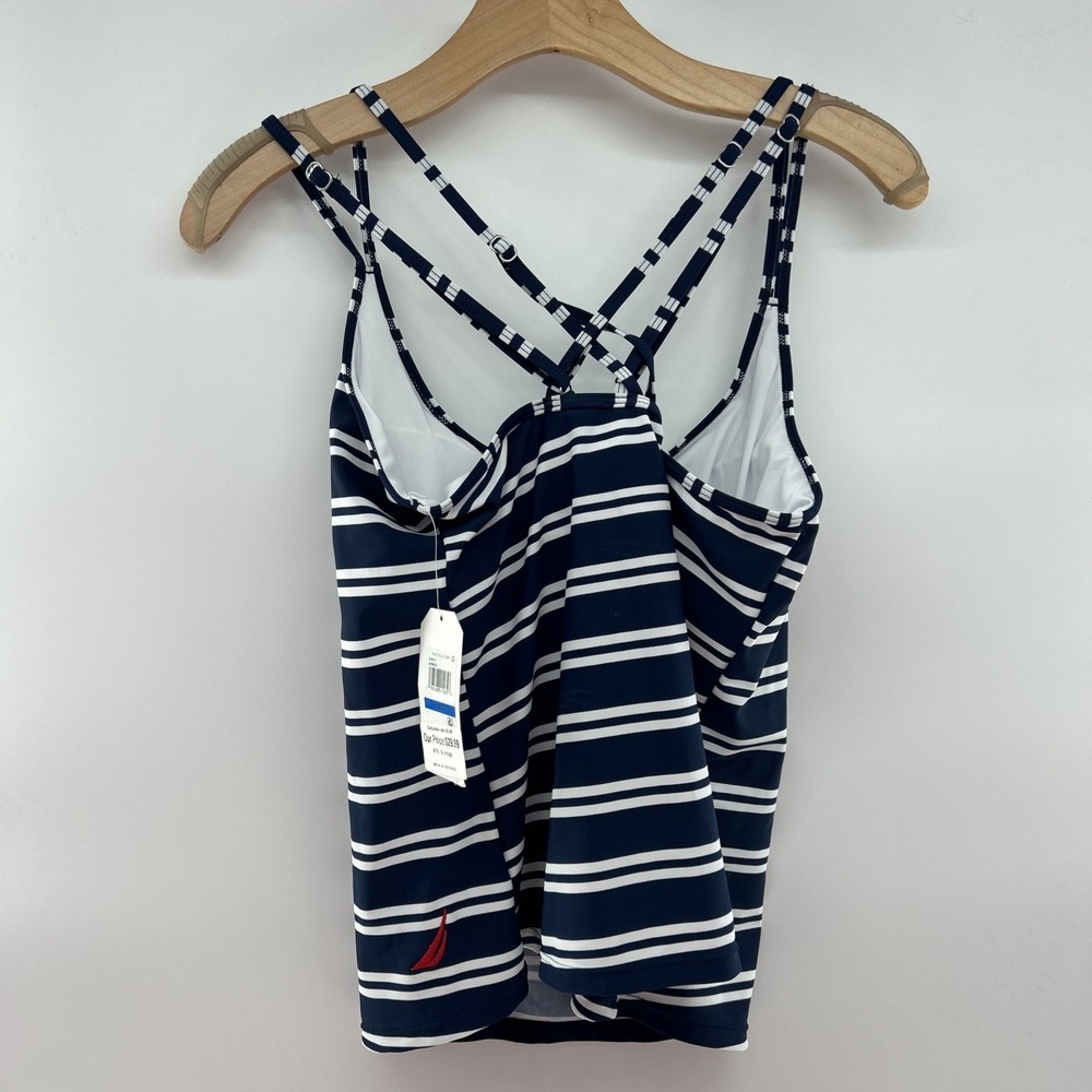 Nautica Navy/white Striped Swimsuit Top Tankini in Women's XL NWT - Picture 2 of 7
